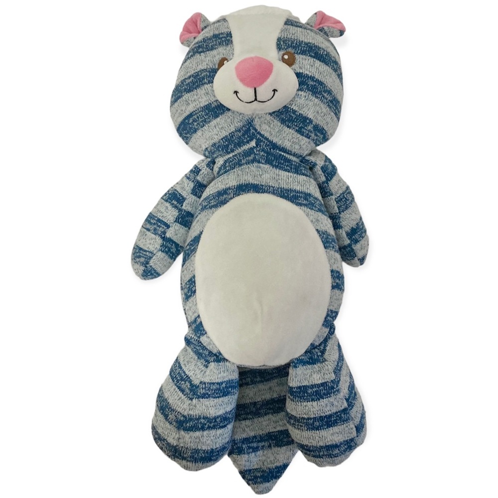 Sugarloaf KellyToy Skunk Blue Stripe Stuffed Animal 19” Knit White Fur Hair Pink